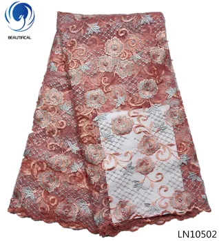 BEAUTIFICAL vezenje til tkanine, čipke Afriške tkanine najbolje prodajanih 5 metrov beaded cvetje tkanine LN105