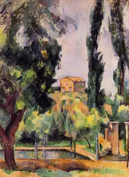 Ročno izdelani Oljna slika Reprodukcija na platno, perilo,jas-de-bouffan-1887 paul Cezanne,pokrajina oljnih slik