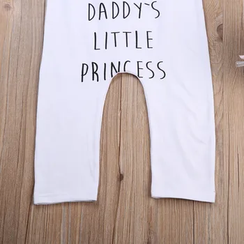Očka je Princesa Newborn Baby Dekleta Romper brez Rokavov Povodcem Jumpsuit+Glavo 2PCS Obleko Otroci Oblačila Sunsuit 0-24M
