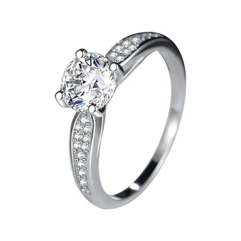 Klasična Luksuzni 925 Sterling Srebrni Barvi Ring 1.25 CT Diamant Obroči Za Ženske AAA Cirkon Posla Poročni Prstan Fine Nakit