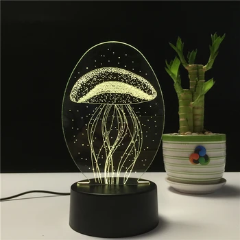 Novost Darilo Meduze Oblike 3D Lučka Noč Luč za Chilren Iluzijo Vzdušje Spanja Tabela Lučka na Dotik Barve Spreminjajoče se Svetlobe