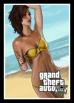 Kot nalašč JL Vroče Igra Grand Theft Auto 5 Bikini Vroče Dekle GTA Vroče Igra Video Umetnosti Slikarstva Plakat Doma Dekor stenske nalepke