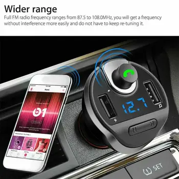 UKV-Oddajnik Hands-free (prostoročni Telefon Klicanje Bluetooth Avto FM Modulator MP3 Radio Adapter za Vozilo Hitro Usb Polnilnik z Dvojno Vrata USB