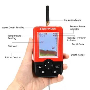 Pametni Prenosni Globino, Fish Finder z 100 M Brezžični Sonar Senzor Echo C LCD Fishfinder za Jezero, Morje Ribolov Morske