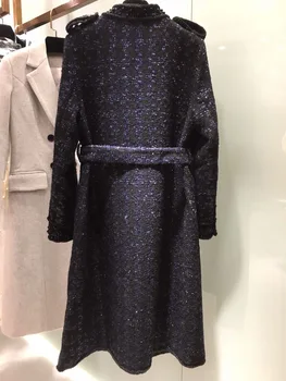 2019 Moda Elegantno Klasično Tweed Enotni-zapenjanje Dolgimi rokavi Ženske Plašč Brezplačnimi Dostava po celem Svetu Velikosti S, M, L