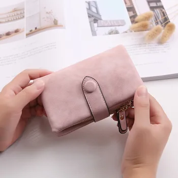 OGLEDALO SONČNI Nove PU ženske kratke denarnice dva-krat ženski torbici muli-funkcionalne vrečko damo tanko roko vrečko velika zmogljivost