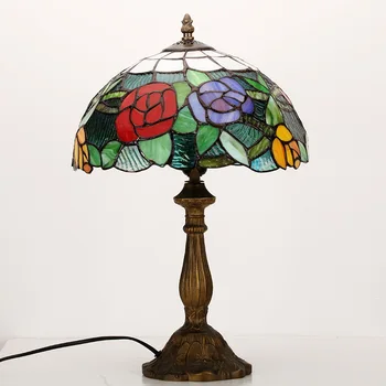 Tiffany Tabela Žarnice E27 Baročna Spalnica Postelji Svetilko Ustvarjalni Modni Retro Namizne Svetilke