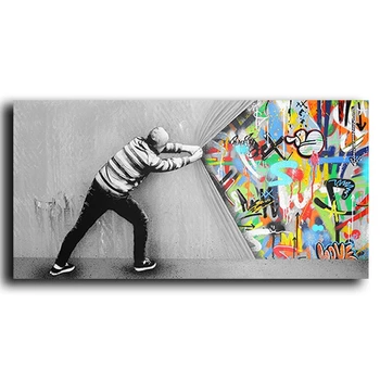 Grafiti Umetnost Stenske Slike Za Zaveso Street Art Platna Slike Stenske Plakate In Grafike Za Dnevna Soba Dekor