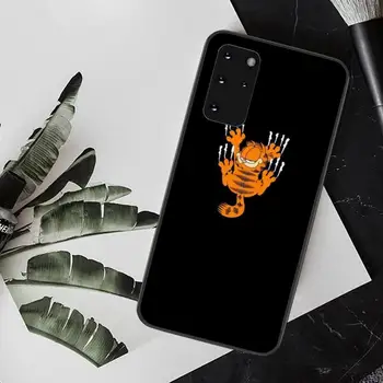 HPCHCJHM Risanke Mačka Garfield TPU črno Telefon Primeru Zajema Trup za Samsung S20 plus Ultra S6 S7 rob S8 S9 plus S10 5G