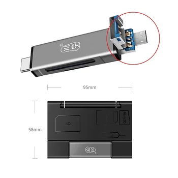 USB3.1 OTG Multi-Card Reader SD TF Podpira USB Tip-C MicroUSB Vmesnik Pomnilniško Kartico SIM Thimble Škatla za Shranjevanje