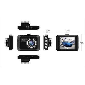2.2 Palčni Avto Rearview Mirror DVR Kamera ADAS Dash Cam Video Snemalnik z Visoko ločljivostjo širokokotni Glavni Objektiv