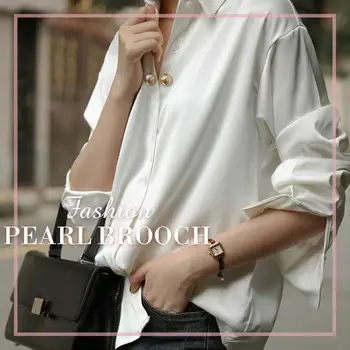 2019 Visoke Kakovosti Vintage Pearl Broška Broška Zatiči Dvojno Glavo Simulacije Pearl Big Broške Za Ženske Poročni Nakit Accessori