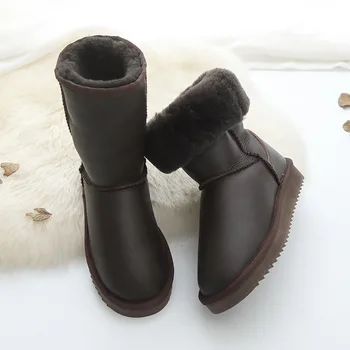 2020 Klasični Slog, ki je Resnično Ovčje Usnje Ženske Snow Škornji Naravnih Čevlji Toplo Volno Za ženski Zimski Škornji