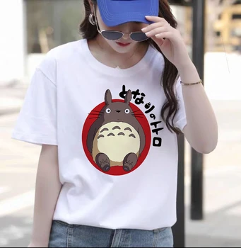 Totoro T Shirt Kawaii Studio Ghibli Harajuku Ženske T-shirt Poletje Kratek Rokav Luštna Ženska Ulzzang Japonski Anime Tee Vrhovi