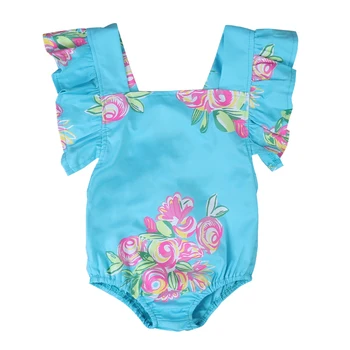 Cvetlični Precej Nova Zasnova Ruffle Romper Newborn Baby Dekle Bombaž Poletnih Oblačil Cvetlični Jumpsuit Sunsuit Obleke