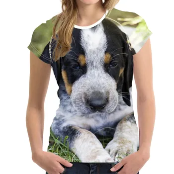 Kul 3D Živali Coonhound Pes/Kuža Tiskanje Majice s kratkimi rokavi Ženske Priložnostne Kratek Rokav Tees Oblačila, Modne blagovne Znamke Fit T-majice