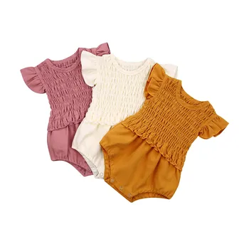 Poletje Baby Dekleta Romper Barva Letenje Rokav Playsuit Jumpsuit Sunsuit Obleke, Obleke za 0-18 M Novorojenega Dojenčka Otroci