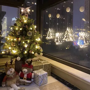 LED Božično Razsvetljavo Bell Santa Viseče Luči silvestrovo Počitnice za Windows Božično Drevo Decor Niz led Luči
