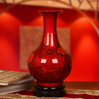 Jingdezhen keramike glaze vaza z visoko-kakovostni razred kristalna vaza rdeča dekoracija moderna dnevna soba dekoracijo obrti Doma Furnishi