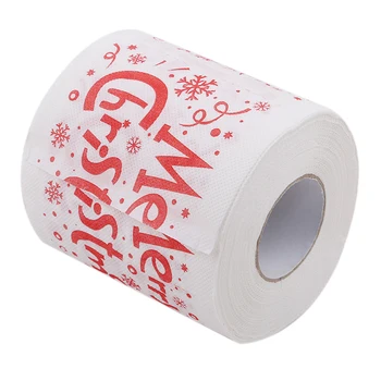 1 Roll Santa Claus Natisnjeno Vesel Božič Toaletni Papir Tkiva Tabela Soba Dekor Božič Stranka Ornament DIY Obrti Papirja