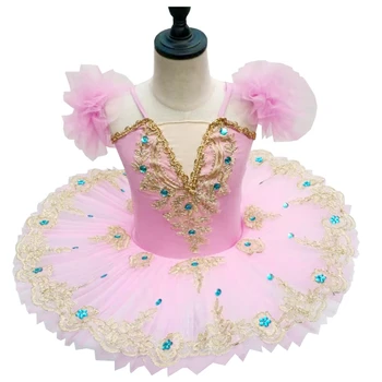 Otrok Balet Obleko uspešnosti obleko Tutu puhasto gaza krilo Little Swan Ples zanko dekle balet uspešnosti Kostum