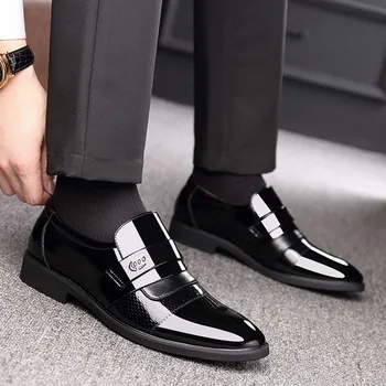 Italijanski Formalno Čevlji Moški Lakasto Usnje Obleka, Čevlji blagovne Znamke Mens Poslovnih Poroko Oxford Usnja Čevlji za Moške Zapatos Elegantes