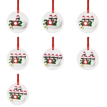 Mini Obesek Božično Drevo Kamin Obesek, Božični Okraski PVC Materiala Krog Črno /Beli Človek Series·