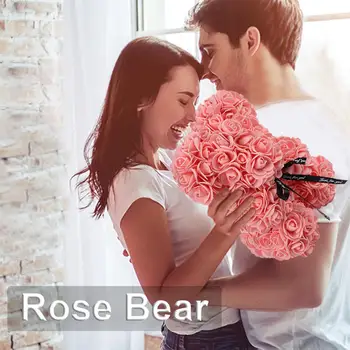 VROČE valentinovo Darilo 25 cm Rdeče Rose medvedek Rose Cvet Umetno Okraski za Božična Darila Ženske Valentines Darilo