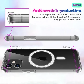 Jasno Akril Nazaj Primeru za iPhone 12 Max Pro Mini dela za Magsafe Brezžično Polnjenje Spusti Varstvo Vrečko 11 X XS XR Pokrov