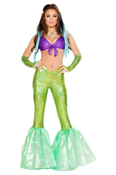 Halloween odraslih morska deklica cosplay kostum split nastavite sequined fazi kostumi