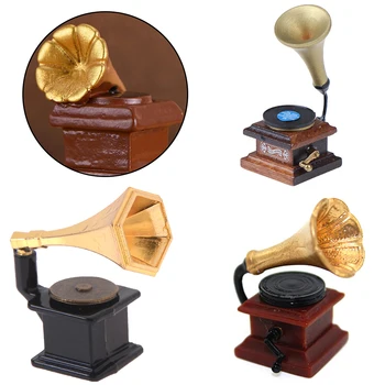 1:12 Mini Phonograph Pribor Retro Gramofon Z Evidenco Diy Miniaturni Lutka Hiša Pohištvo Lutke FurnitureMiniature