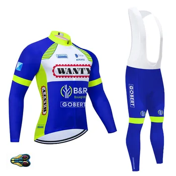 2021 Tour Team Pro WANTY Kolesarjenje Jersey Obleka z Dolgimi Rokavi Jesen Pomlad 20 D Gel Kolo Kolo Šport Ropa Ciclismo