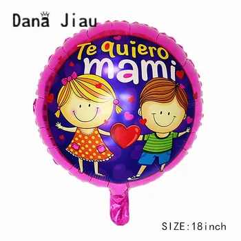 Dana jiau 18 inch materinski Dan španski krog folija balon LAHKO dan, risanka dekle in fant je ljubezen mama sonce cvet baloni dobavitelja