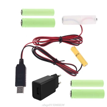 2v1 EU Vtič USB Power Adapter za Elektriko Pretvoriti v AA + AAA Baterije Eliminator Kabel Zamenjajte 1 do 4pcs 1,5 V J12 21 Dopshipping