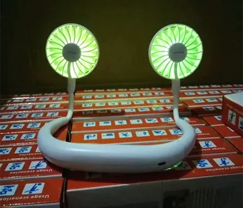 Razbarvanje lučka LED Prenosni USB Polnilne Neckband Leni Vratu Visi Slog Dvojno Hlajenje Mini Navijači