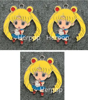 Novo 50pcs Risank anime Sailor moon dekle Emajl Kovinsko Čar Obeski DIY Nakit, Izdelava Mobilnega Telefona dodatna Oprema z-0056