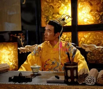 Moški kostum pribor za lase crownpiece hanfu tang obleko lase krono skp starodavni kitajski cesar lase tiara glavo kos