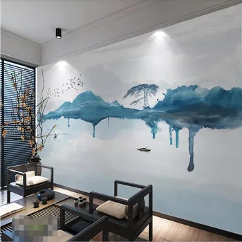 Po meri 3d ozadje nove Kitajske sodobne minimalistične povzetek črnilo krajine dekoracijo sten svile vodoodpornega materiala