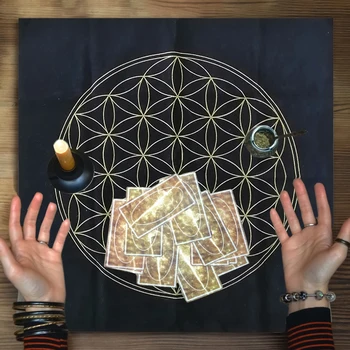 Cvet Življenja Kristalne Rešetke Tarot Kartice Prtom Žamet Vedeževanje Oltar Igre Fortune Astrologija Oracle Kartice Krpo