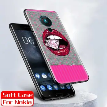 Seksi Dekle, Rdeče Ustnice, Poljub Primeru Telefon za Nokia 7.2 5.3 2.3 8.3 5G Nokia C3 C5 Endi C2 tenen C2 tava Mehko TPU Pokrovček Nazaj Coque Capa