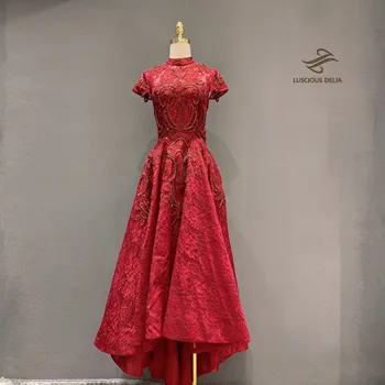 2020new Rdeče formalno stranko Večerno obleko abiye haljo de soiree Pobotajo nazaj Razkošno milino,