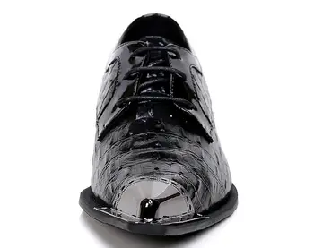 Novo Imitacija Pravega Usnja diamant tip predalčni Oxford Čevlji Čipke Moških Koničasti Čevlji Moški Poročni Moških Železa Nogi Obleko Čevlji