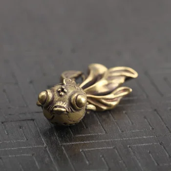 Vintage Medenina Mini Zlata Ribica Kip Keychain Obesek Nazaj Votel, Ribe, Domače Pisarne Dekoracijo Ornament Igrača Darilo