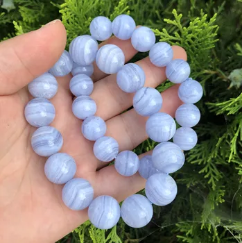 1Pcs Modra Čipke Agate Zapestnica Naravni Kristalni Kamen Ročno Strune Za Zdravljenje