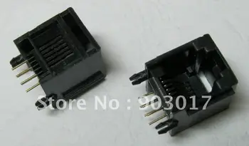 Črna 6P6C S prirobnico Strani vnos Modularni Omrežja PCB Jack Priključek 50 kos por veliko