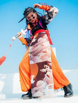 Kitajski Stil Plesa Kostum Za Dekleta Modni Brvi Oblačila, Obleko Hlače Jazz Hip Hop Moderni Ulični Ples Obleke
