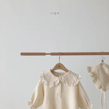 Korejska Različica Dekleta Bombaž igralne obleke Sweet Modni Baby Princesa je Lotus Listov Ovratnik Barva Perilo Japonska Preprosta Oblačila