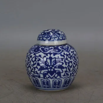 Starinsko QingDynasty porcelana pot,Modre in bele lotus jar,Obrti,najboljšo zbirko&okras, Brezplačna dostava