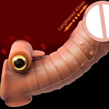 Za večkratno uporabo Penis Rokav Extender Realističen Penis Kondom Silikonski Podaljšek za Odrasle Sex Igrača za Moške Kurac Enlarger Kondom Tulec Zamudo