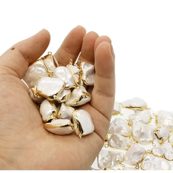 Naravnih sladkovodnih biserov priključek Nepravilne oblike srebrne barve DIY nakit za ogrlico ali uhan obesek